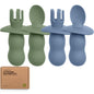 KeaBabies 4-Pack Silicone Baby Spoons and Forks Set - Baby Led Weaning Utensils 6-12 Months, Self Feeding Toddler Spoon & Fork for Training, Teething, Easy to Hold, BPA-Free Silicone (Roseate)