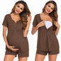 Ekouaer Women's Maternity Nursing Pajama Sets Short Sleeve Postpartum Pajamas Breastfeeding Pregnancy Clothes