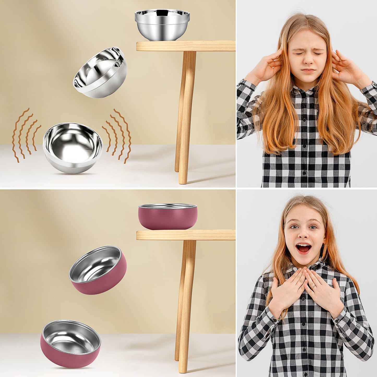 ShineMe 4 pack Baby Bowls, 5 Inches Wide Stainless Steel Bowls for Kids with Removable Colorful Silicone Sleeve, Unbreakable Toddler Bowls for Soup, Cereal, Yogurt, Snacks...