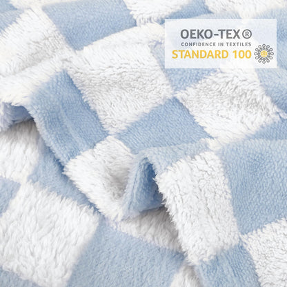 HOMRITAR Checkered Baby Blanket for Boy Girls Ultra Soft Fluffy Fuzzy Toddler Blankets with 3D Chessboard Grid Warmer Comfort Reversible Bed Blanket for Winter 350GSM Black 30 x 40 Inch