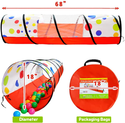 PigPigPen Pop Up Play Tunnel Tent for Toddlers Babies or Dogs, Indoor & Outdoor Toys for Kids Backyard Playset. (Red,Yellow,Blue)