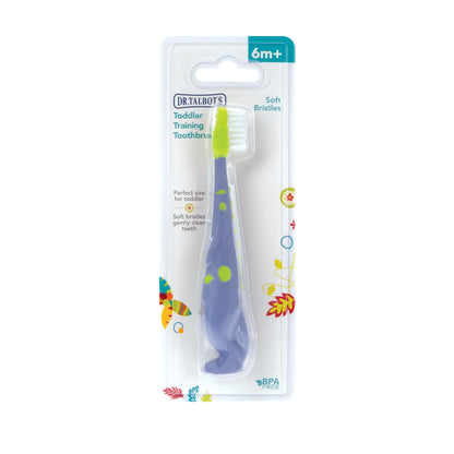 Dr. Talbot's Toddler Training Toothbrush and Natural Kids Toothpaste with Citroganix - 1.6 oz - Fluoride-Free Toothpaste and Toddler Toothbrush - 6+ Months - Alligator