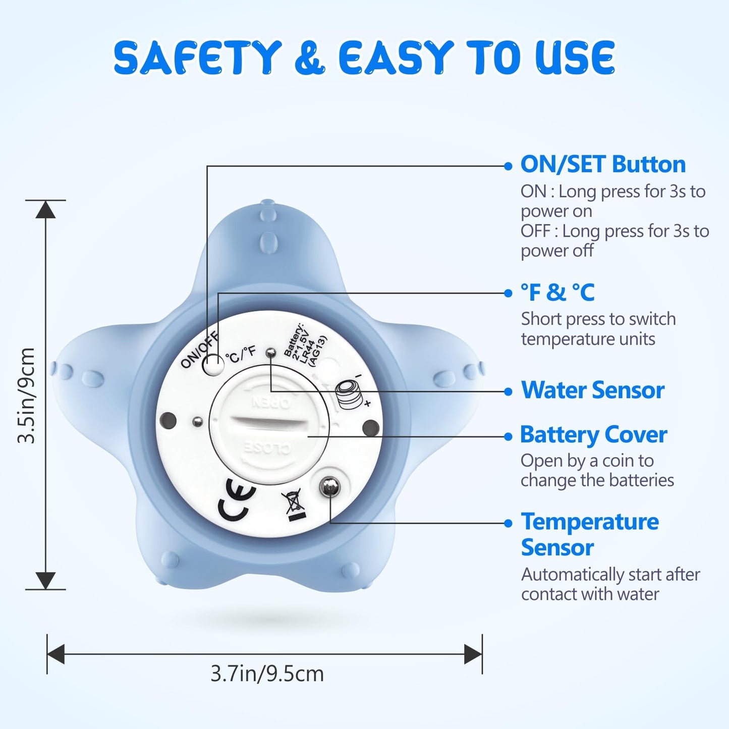 Baby Bath Thermometer, Digital Water Temperature Thermometers with 3 Color Backlit and Temperature Warning, Safety Bath Tube Thermometers Floating Toy for Infant, Toddler
