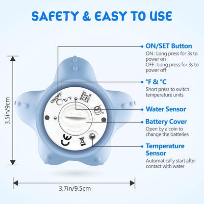 Baby Bath Thermometer, Digital Water Temperature Thermometers with 3 Color Backlit and Temperature Warning, Safety Bath Tube Thermometers Floating Toy for Infant, Toddler