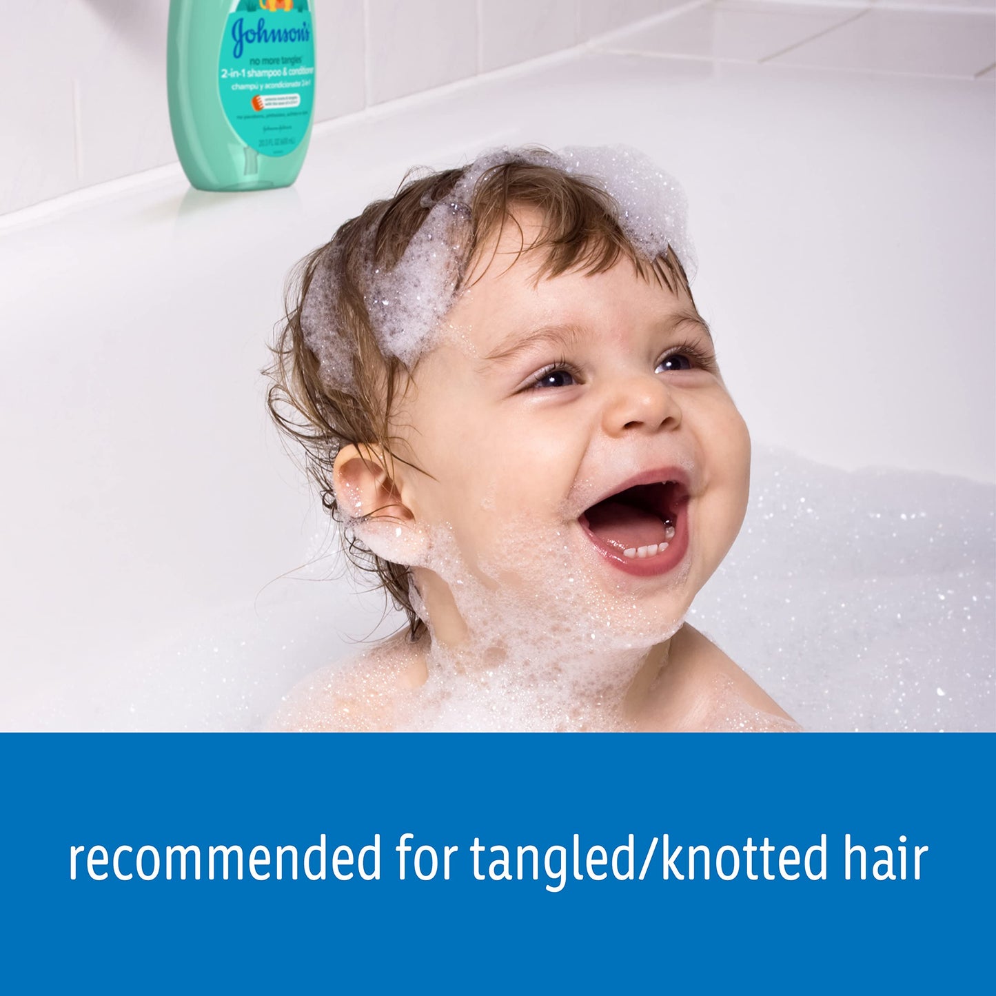Johnson's Kids No More Tangles 2-in-1 Detangling Shampoo & Conditioner for Kids & Toddlers, Gentle & No More Tears, Hypoallergenic & Free of Parabens, Sulfates & Dyes, 20.3 fl. oz