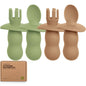 KeaBabies 4-Pack Silicone Baby Spoons and Forks Set - Baby Led Weaning Utensils 6-12 Months, Self Feeding Toddler Spoon & Fork for Training, Teething, Easy to Hold, BPA-Free Silicone (Roseate)