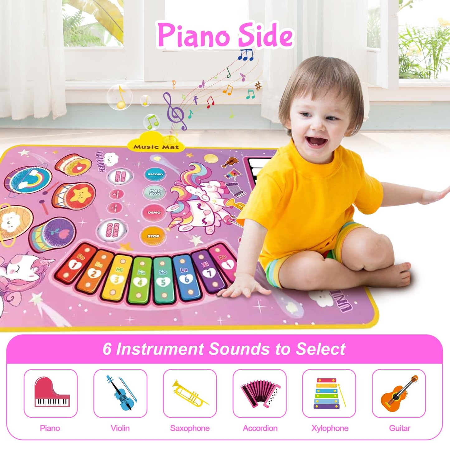 Baby Toys for 0-6 Months, Dinosaur Musical Mat Montessori Sensor Toys 1 Year Old，Easter Basket Stuffers Gifts for 2 3 4 Year Old Toddler Boys Girls