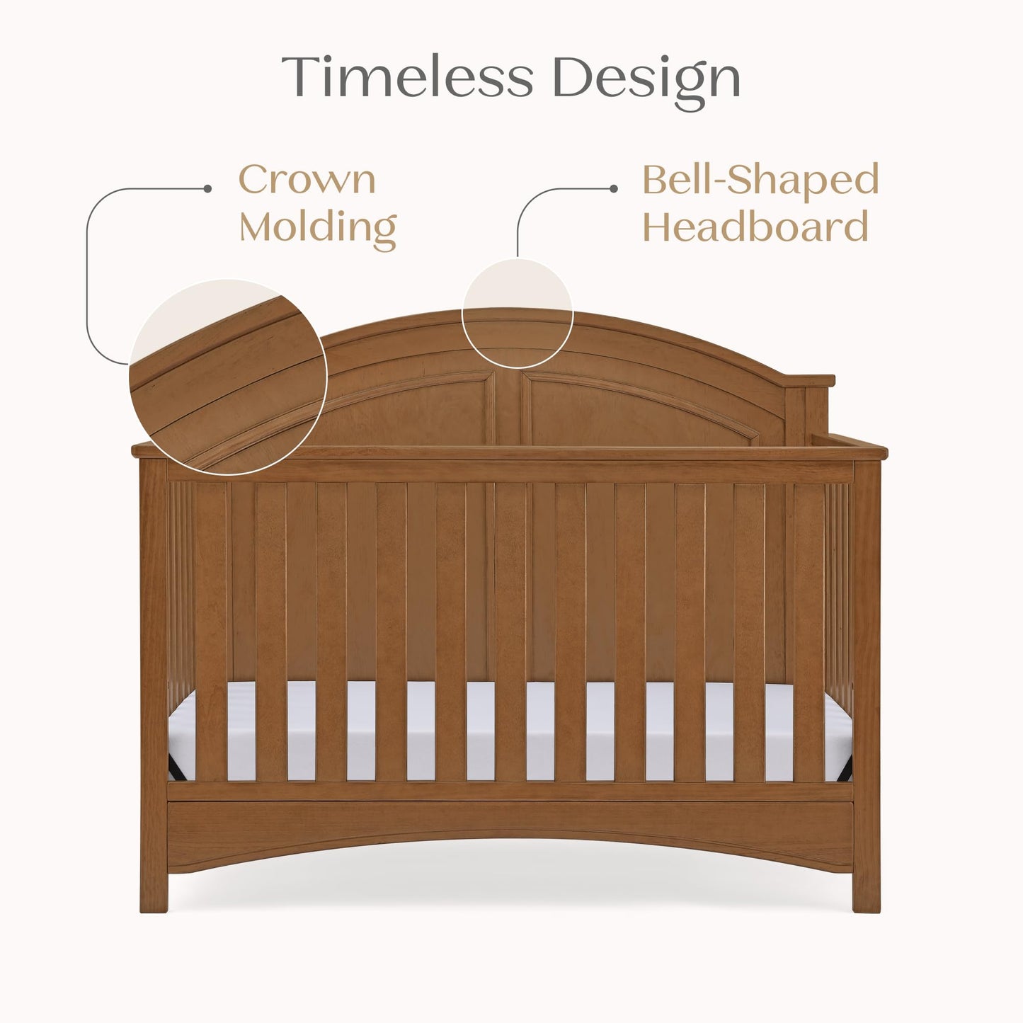 Delta Children Perry 6-in-1 Convertible Crib - Greenguard Gold Certified, Bianca White