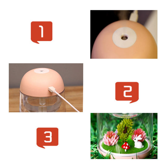 Micro Landscape Humidifier with Changing Led Light,Adjustable Mist Mode, Waterless Auto Shut-off,for Bedroom,Office,Car (pink)