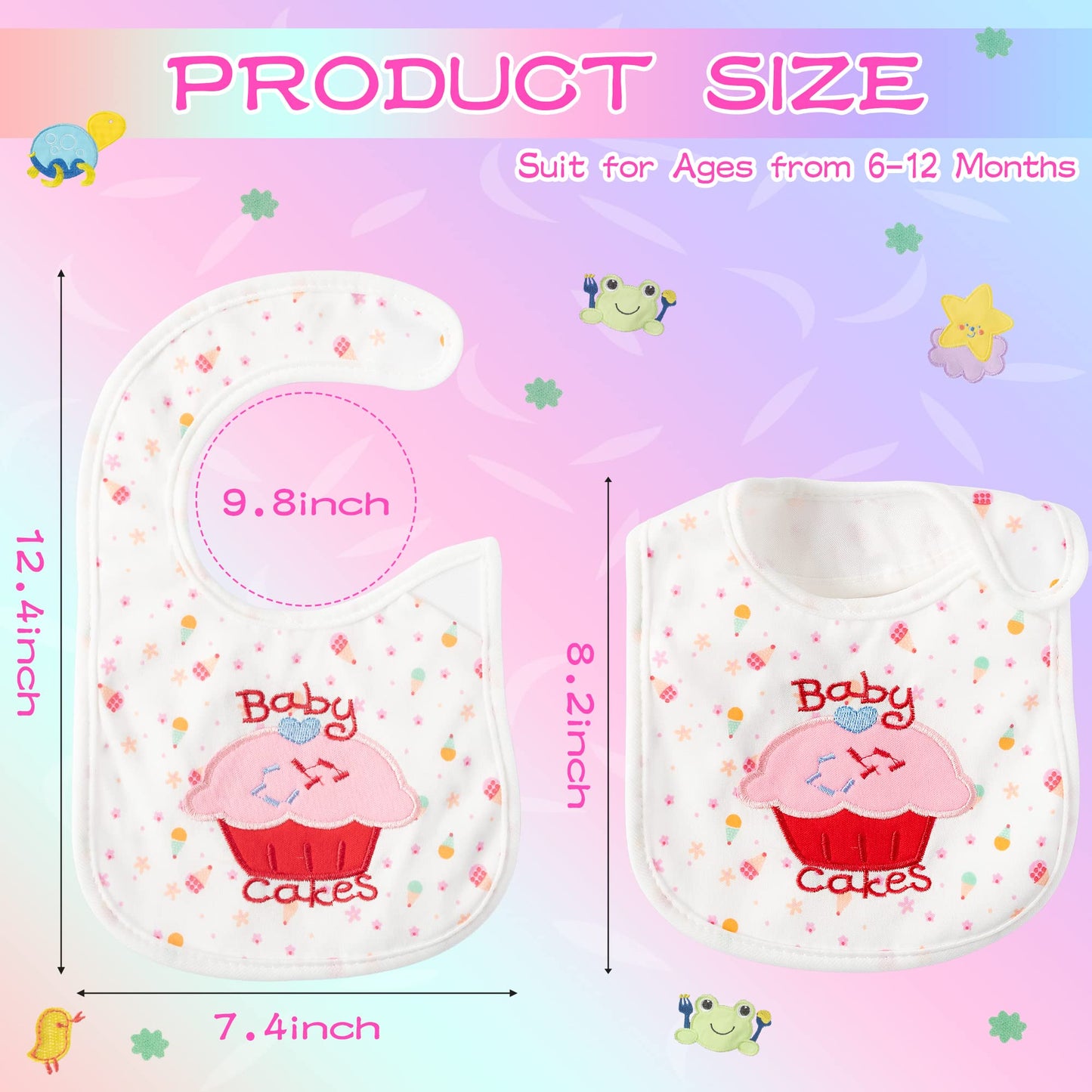 7Pcs Cotton Waterproof Baby Bibs Hook Loop Closure Newborn Bib Keepsake Baby Gift for Drooling Feeding Eating