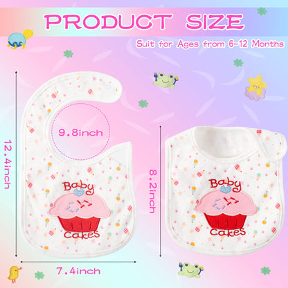 7Pcs Cotton Waterproof Baby Bibs Hook Loop Closure Newborn Bib Keepsake Baby Gift for Drooling Feeding Eating