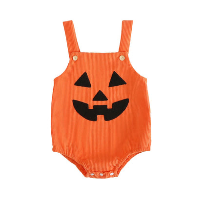 Halloween Baby Clothes Newborn Boy Tractor Pumpkin Onesie Infant Sleeveless Romper Toddler Bodysuit Cute Outfit