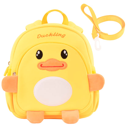 Toddler Backpacks for Boys Girls 2-4 Cute 3D Kids Duck Schoolbag with Baby Leash for Small Preschool Kindergarten Bookbag Cartoon Mini Travel Bags 10inch (Yellow)
