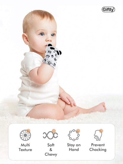 Giftty Baby Teething Mitten, Self-Soothing Teether Glove, Pain Relief Silicone Mitt, Double Breathable, Stay on Baby's Hand, Unisex for Babies 3-12 Months(2 Pink Mittens)