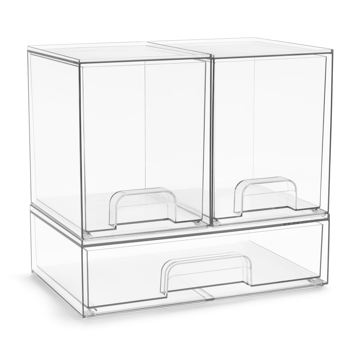 Sorbus Acrylic Storage Containers - 2 Pack, Stackable Storage Bins Set for Bathroom Organization - Clear Acrylic Drawer Organizers - Makeup Case Pull-Out Drawers (7.6’’ and 4.4’’ Tall)
