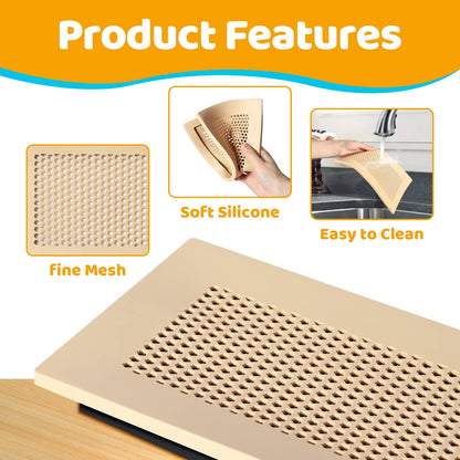 Orzbow Baby Proofing Soft Silicone Vent Cover for Home Wall/Ceiling/Floor Register,Child Proof Floor Air Vent Deflector Cover,Catches Debris Hair & Prevents Creepy Crawlies,Easy Install, Khaki,2 Pack