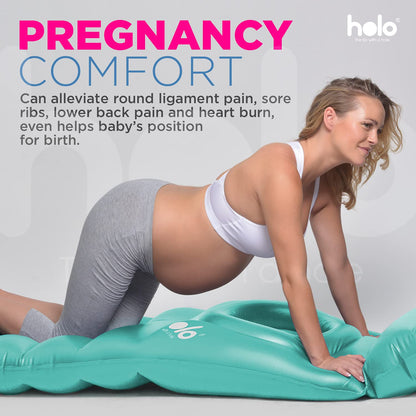 HOLO The Original Inflatable Pregnancy Pillow - Full Body Maternity Airbed/Float with Hole for Tummy - Sleeping Support & Comfort - Say Goodbye to Pregnancy Related Aches and Pains (White Sand)