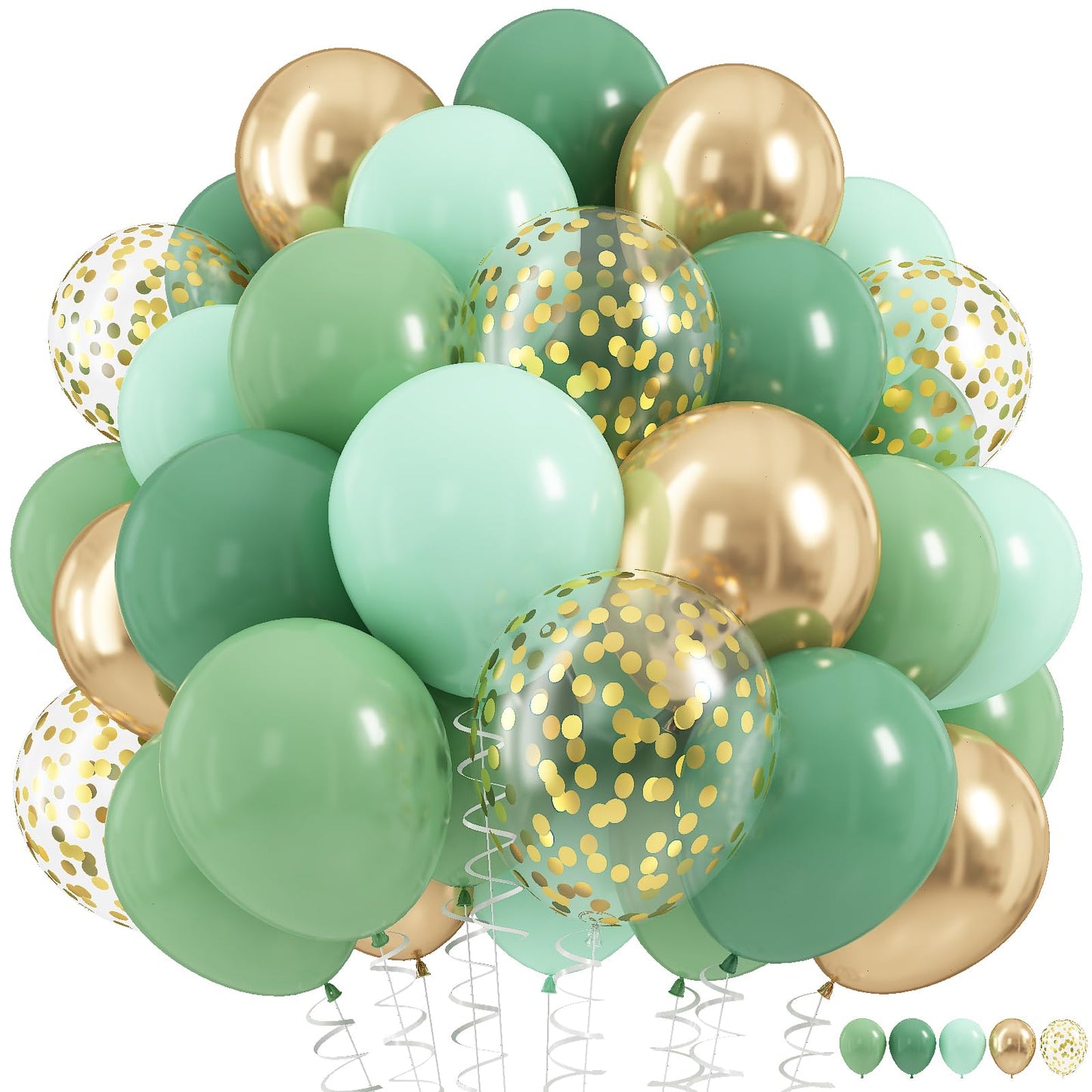 Dusty Blue Balloon Set, 60Pcs 12 Inch Slate Baby Blue White Sand Latex Balloon with Metallic Confetti Champagne Gold Helium Balloons for Birthday Party Baby Bridal Shower Boho Decortaions Supplies