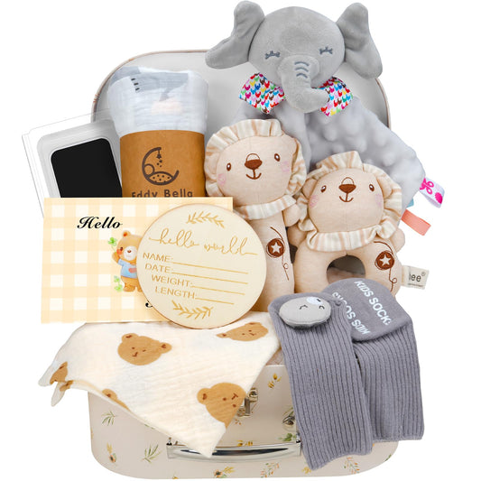 Baby Boy Gifts for Baby Shower, 10Pcs Newborn Baby Shower Boy Gift, Premium & Exquisite Welcome Baby Gift Basket Set Baby Boy Shower Gifts, Baby Boy Gift Basket Set & Baby Boy Gifts Set