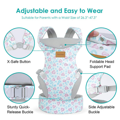 Baby Carrier Newborn to Toddler, Ergonomic Adjustable Toddler Carriers for 7-66 Lbs, Cozy Lightweight Infant Carrier with Neck Support, Baby Holder Carrier with Lumbar Support for Mom Dad