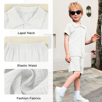 U·nikaka Baby Boys 2 Piece Summer Outfits Casual Toddler Short Sets Little Boys Button Down Shirts Tops and Shorts 2-6Y
