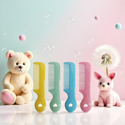 Pack Of 4 Round Tip Bristles Baby Cute Comb Baby Grooming For Sensitive Scalp Skin, for Nursery Newborn Infant Girl Boy Kids Comb Baby