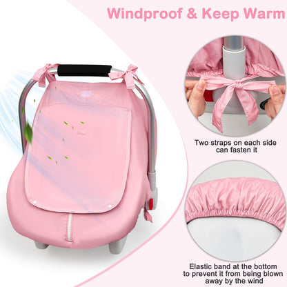Unicorn Castle Baby Car Seat Cover Infant Car Seat Covers for Babies Breathable Car Seat Canopy Mesh Window Carseat Cover for Four Seasons Newborn