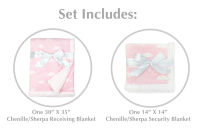 American Baby Company Heavenly Soft Chenille Sherpa Receiving Blanket, 3D Pink, 30" x 35", Warm and Cozy for Boys and Girls, Ideal for Baby Carrier, Stroller, and Travel