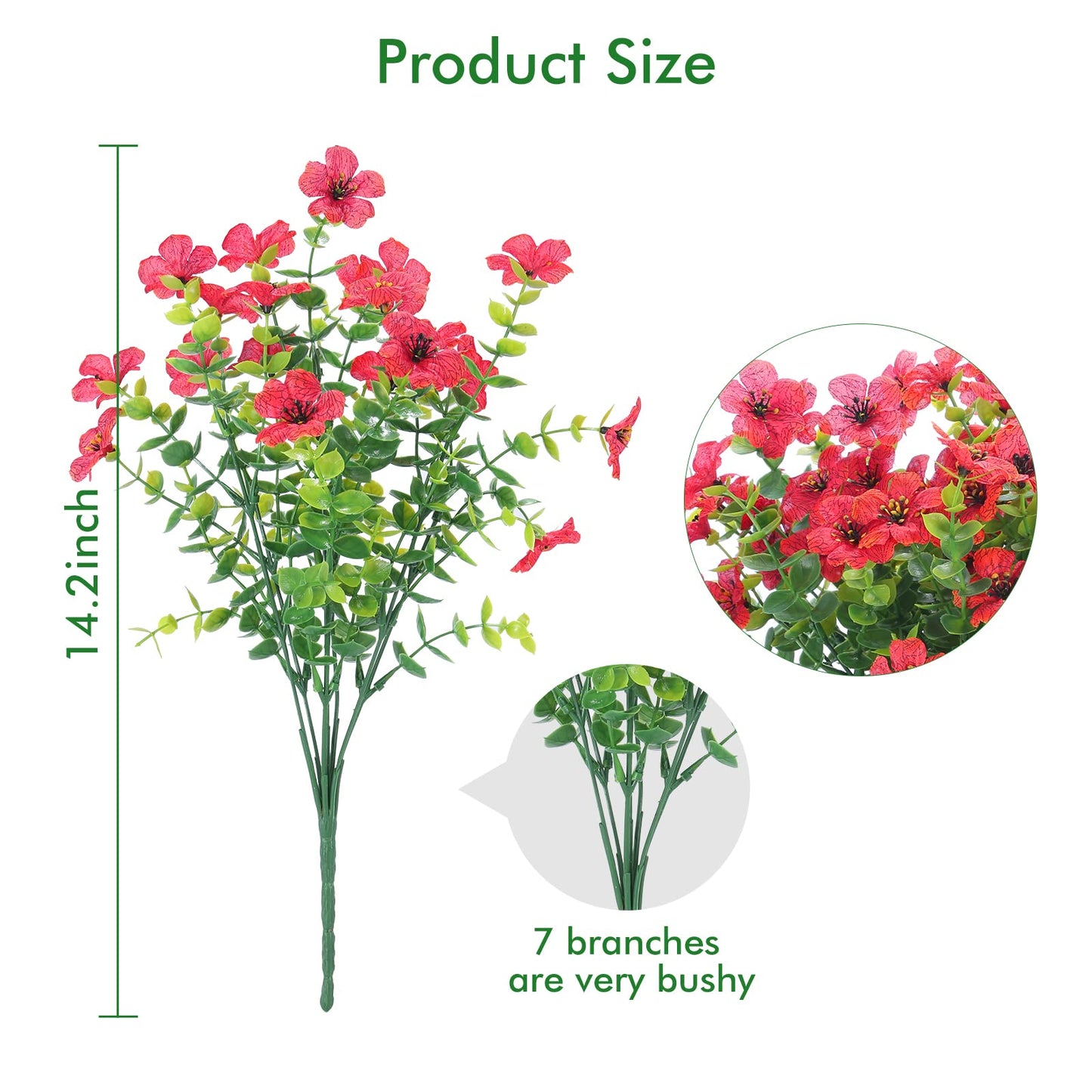 12 Bundles Artificial Flowers Outdoor UV Resistant Fake Plastic Plants Indoor Outside Hanging Plants Garden Porch Window Box Home Wedding Farmhouse Festive Shrub Decor (Pink)