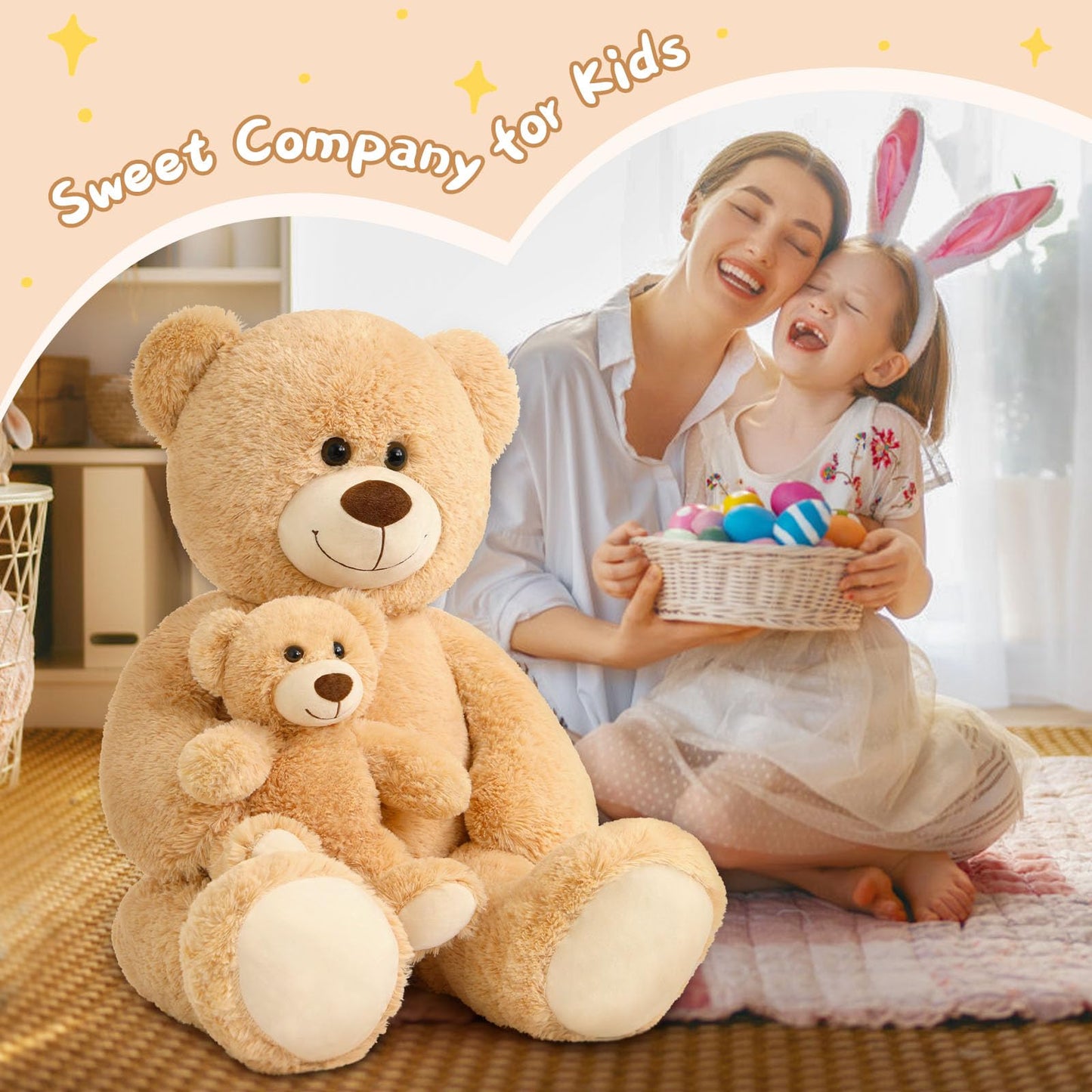 Muiteiur 49 inch Giant Teddy Bear Stuffed Animal, Big Bear Plush with Big Footprint, Great Gift for Party Decorations (Brown)