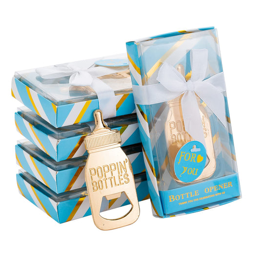 24 Pieces Baby Bottle Openers Shower Favoris, Gifts, Decorations, or Souvenir Guest Gift Boxes, Poppin Design for Baby Boys or Girls (24 Pack Green)