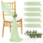 QueenDream Light Blue Sashes Chair Aisle Decorations: 24 Pack Baby Shower Chair Cover 8FT Long Tulle Draping Fabric Wedding Reception Church