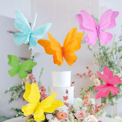 SUNBEAUTY Butterfly Party Decorations, 3D Paper Butterfly Decoration, Hanging Paper Butterfly for Baby Shower Decorations Girls, Women, Paper Flowers for Wall Decoration, Set of 4