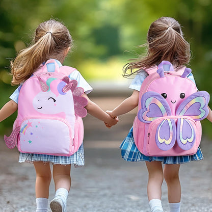 mommore Toddler Backpack for Girls 2-4 Cute 3D Kids Backpack Butterfly Small Pre-K Backpacks Water-Resistant for Preschool Kindergarten with Toddler Leash, Chest Buckle