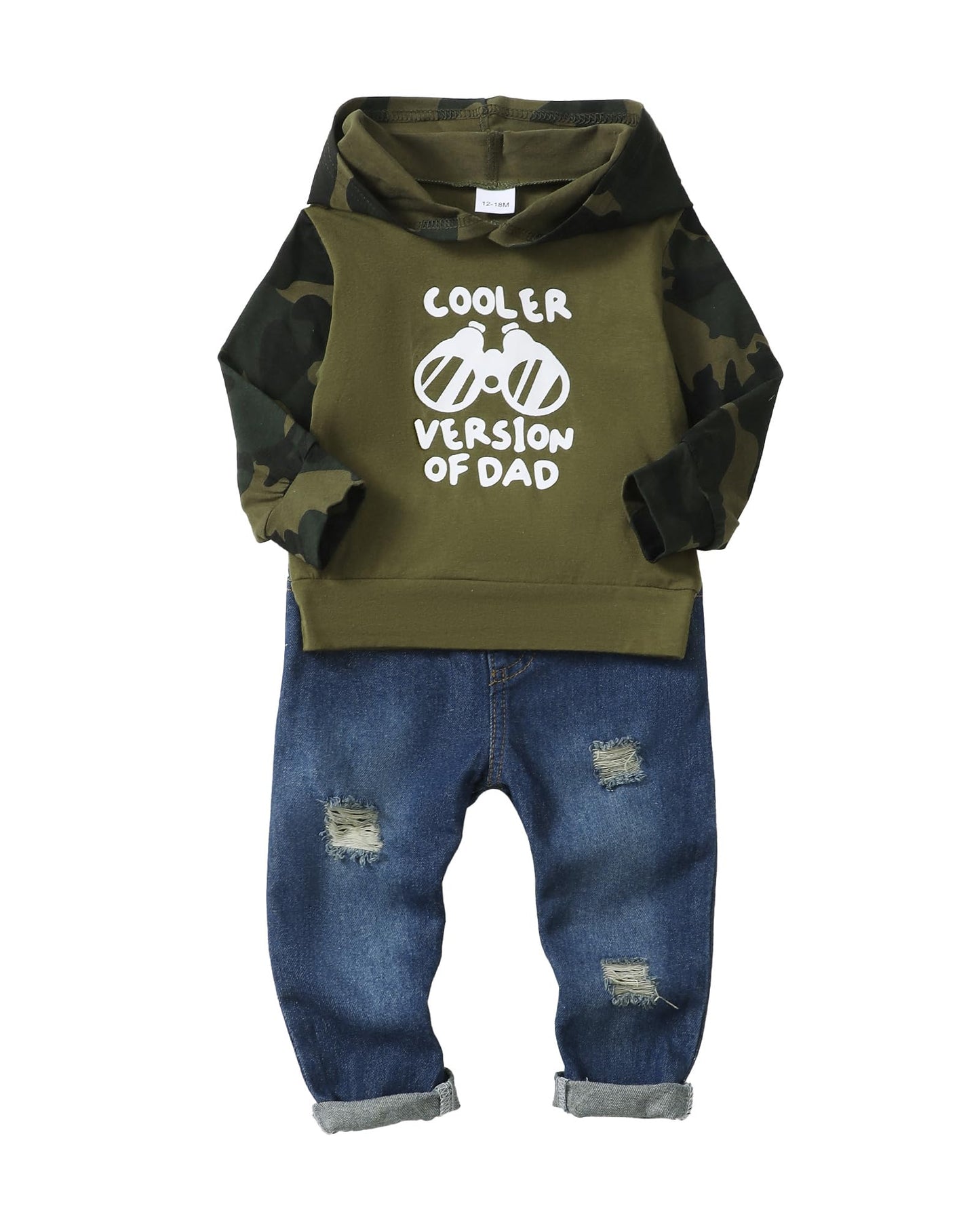 NZRVAWS Baby Boy Clothes Toddler Boy Outfit 2 3 4T 6 12 18 24 Month Fall Winter Hoodie Ripped Jeans Clothing