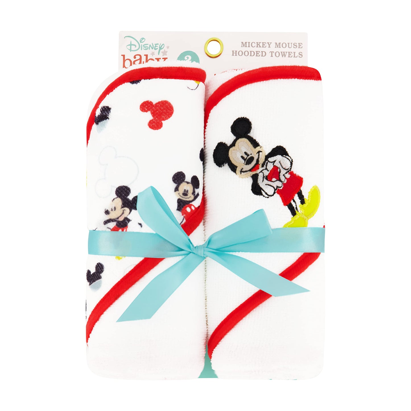 Disney Cudlie Baby Girl Minnie Mouse 2 Pack Rolled/Carded Hooded Towels in Happy Dots Print