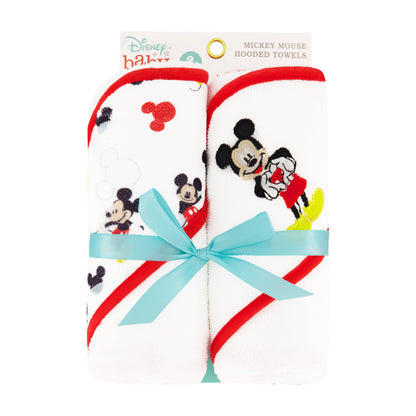 Disney Cudlie Baby Girl Minnie Mouse 2 Pack Rolled/Carded Hooded Towels in Happy Dots Print