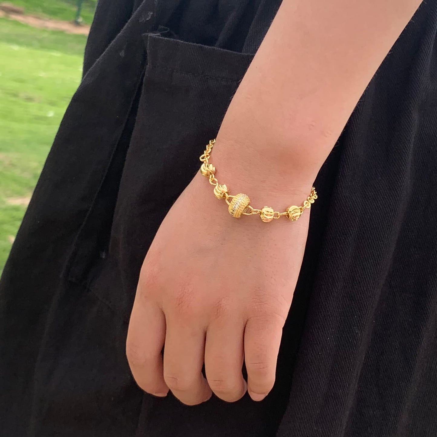 Ethlyn Baby Bracelets for girls 18K Gold Plated Beads Bracelets Bells Baby Girls Birthday Gifts