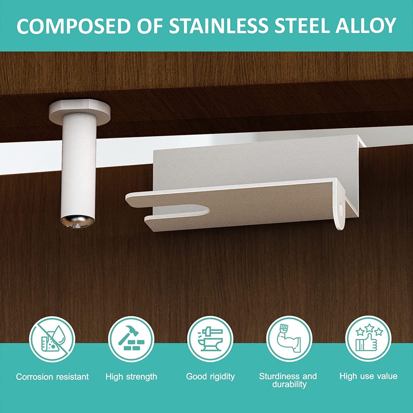 Child Proof Door Top Lock - BILLROAD Top Door Lock for Kids Safety Made of Sturdy Metal | Adjustable Lock Child Safety Top Lock for 0.8-2 inch Thick Interior Doors