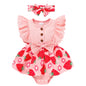 Sinhoon Baby Girl Clothes Newborn Ruffled Sleeveless Romper Floral Dreesy Bodysuit Heaedband 3pcs Baby Girl Summer Clothes