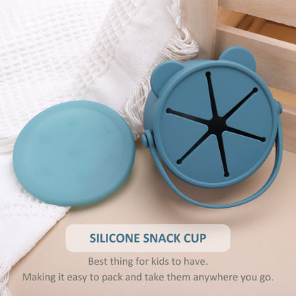 Silicone Snack Cups for Toddlers, Toddler Snack Containers, Baby Treat Catcher with DustProof Lid 2 Pack Dishwasher Safe and BPA Free 9 Oz
