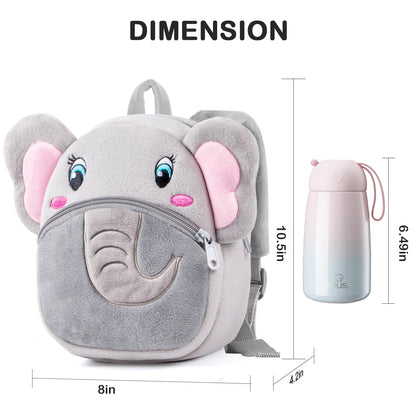 HONGTEYA Toddler Backpack Plush Backpack for Kids Soft Mini Backpack for Girls Animal Elephanet Doll Toys Birthday Easter Christmas kids for Age 1 2 3 4 5