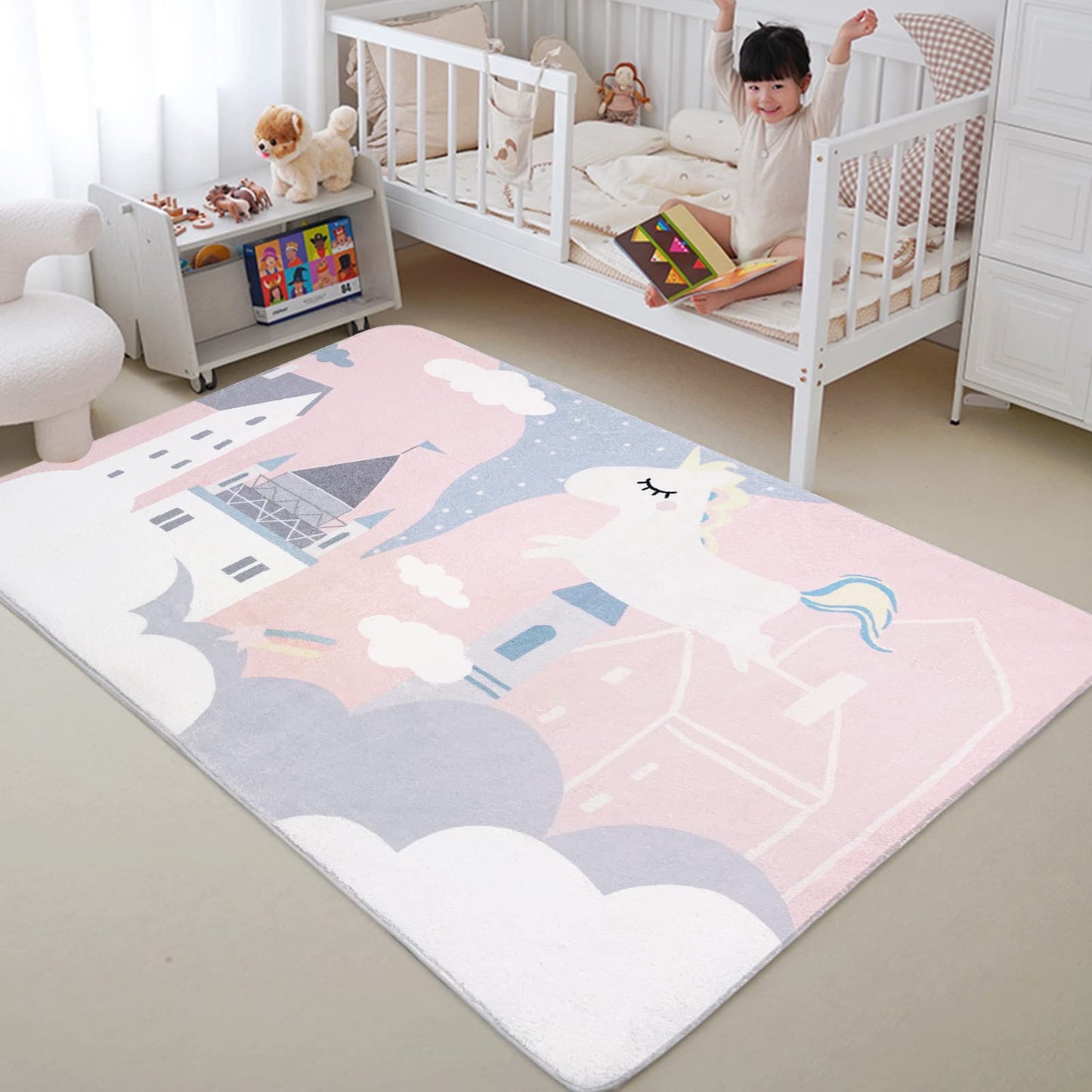 ABREEZE Kids Rug Play Mat Ultra Soft Rugs for Bedroom, 3.3'x5' Non Slip Cartoon Children Nursery Rug Area Rug Kids Carpet for Bedroom Decor Playroom Living Room