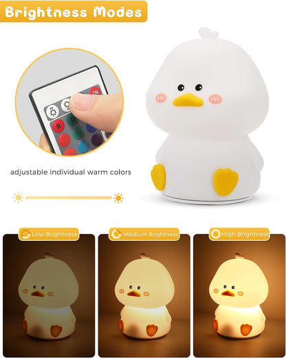 L LOHAS LED Cute Duck Night Light, Kawaii Duck Lamp, Desk Decor, Cute Stuff, Squishy Duck Light, 16 Colors Table Lamp with Remote Control, USB Rechargeable, Ideal Funny Gifts