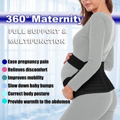 ChongErfei Maternity Belt, Pregnancy 3 in 1 Support Belt for Back/Pelvic/Hip Pain, Maternity Band Belly Support for Pregnancy Belly Support Band (L: Fit Ab 39.5"-51.3", Beige)