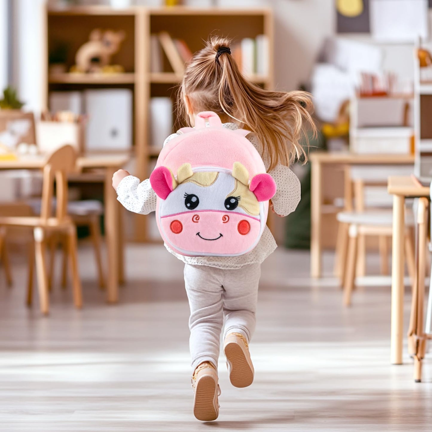 HONGTEYA Toddler Backpack Plush Backpack for Kids Soft Mini Backpack for Girls Animal Elephanet Doll Toys Birthday Easter Christmas kids for Age 1 2 3 4 5