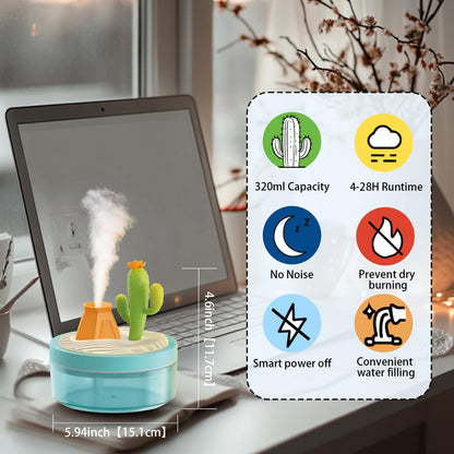 Landscape Night Light Humidifier with 2 Mist Modes, 320mL Large Tank Whisper-Quiet for Baby/Nursery/Office, Portable Mini Air Moisturizer