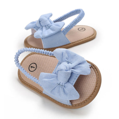 Baby Girls Bow Knot Sandals Flat Non-Slip Patchwork Princess Shoes Infant First Walking Slipper Shoes Beach Sandals