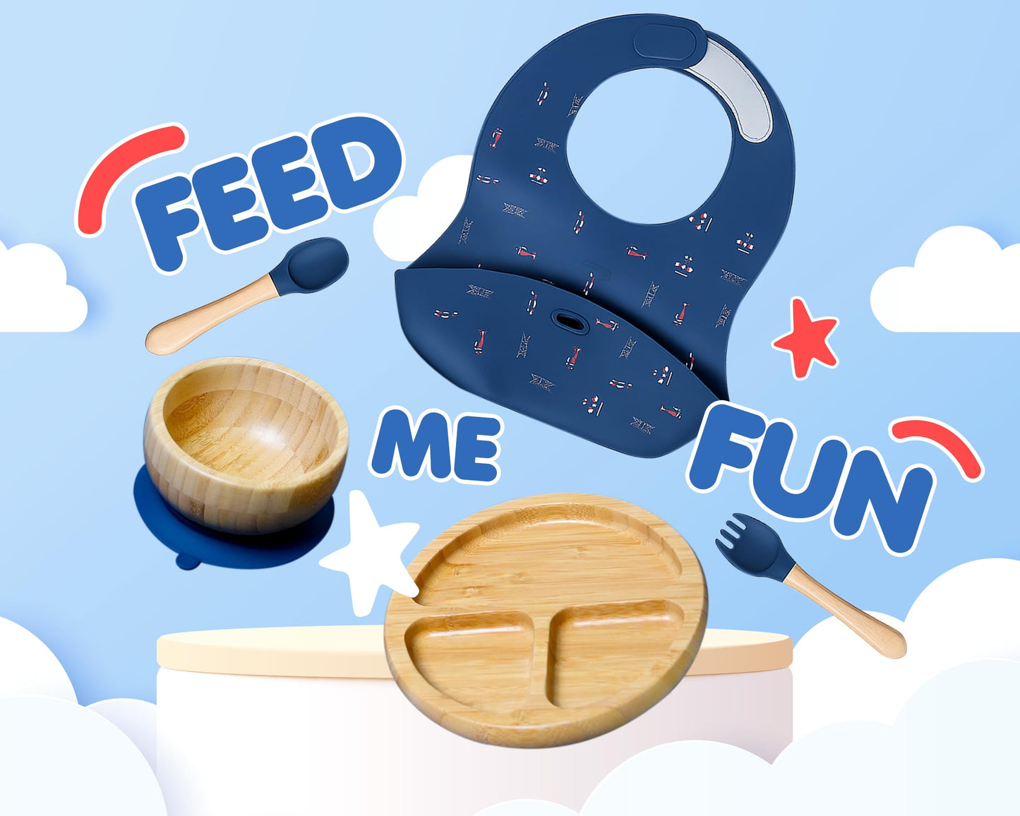 Bamboo Baby Feeding Set for Infants & Toddlers - Baby Essentials, Non-Toxic, Sustainable, Bamboo Suction Plate & Bowl, Bib, Sippy Cup w/Lid & Straw, Daily Use, Travel, Baby Shower Gifts (Pink)