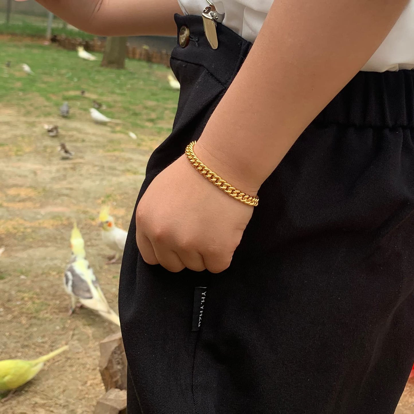 Ethlyn Baby Bracelets for boys Girls 18K Gold Plated Cuban Link Chain Bracelets for Boys Gift for Your Son